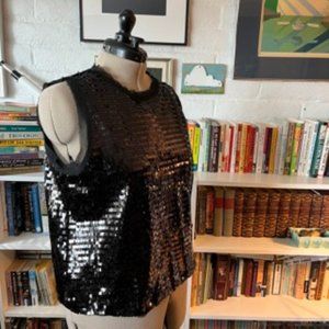 Sequined black sleeveless top sz XL